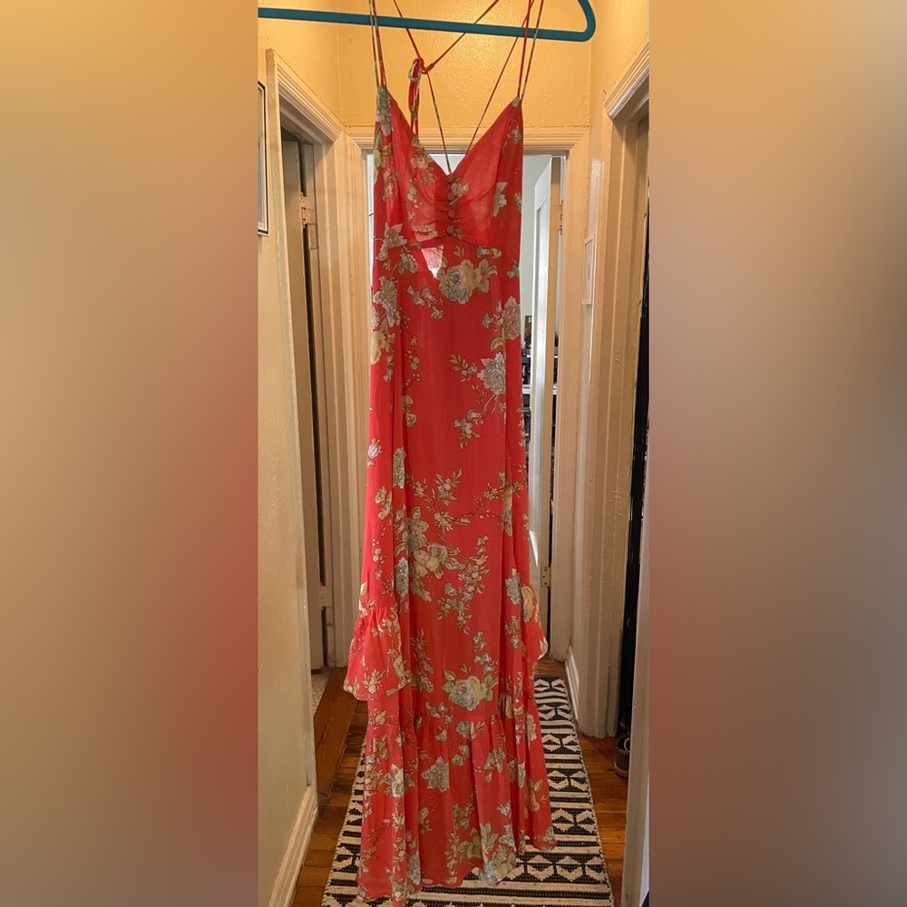 Urban Red Floral Maxi Dress